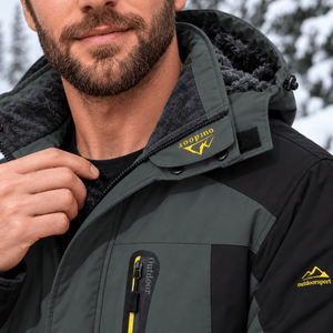TACVASEN Grey Men's Fleece Lined Winter Jacket | Windproof Warm Ski Coat