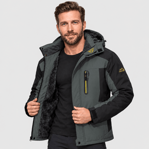 TACVASEN Grey Men's Fleece Lined Winter Jacket | Windproof Warm Ski Coat