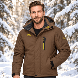 TACVASEN Coffee Men's Fleece Lined Winter Jacket | Windproof Warm Ski Coat