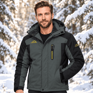 TACVASEN Grey Men's Fleece Lined Winter Jacket | Windproof Warm Ski Coat