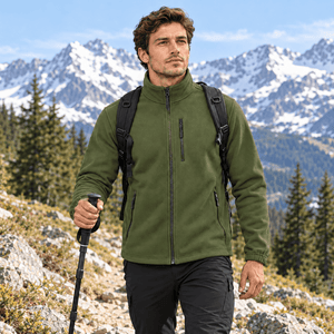 TACVASEN Army Green Men's Full Zip Up Fleece Jacket Lightweight Casual