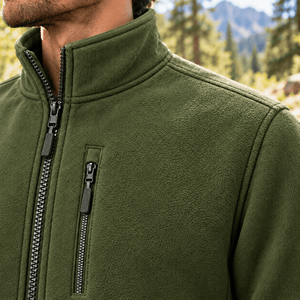 TACVASEN Army Green Men's Full Zip Up Fleece Jacket Lightweight Casual