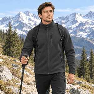 TACVASEN Dark Grey Men's Full Zip Up Fleece Jacket Lightweight Casual