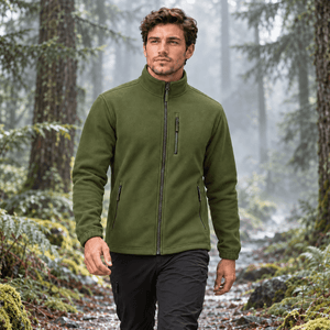 TACVASEN Army Green Men's Full Zip Up Fleece Jacket Lightweight Casual
