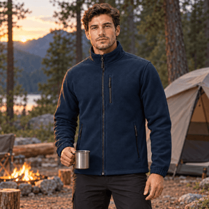 TACVASEN Navy Men's Full Zip Up Fleece Jacket Lightweight Casual