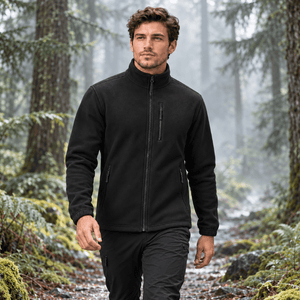 TACVASEN Black Men's Full Zip Up Fleece Jacket Lightweight Casual