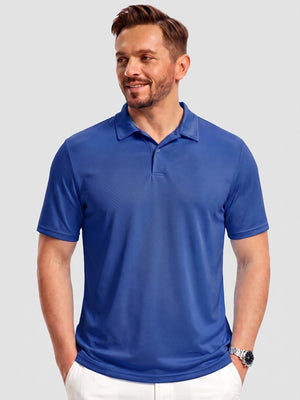 TACVASEN Bright Blue Men's Golf Performance Moisture Wicking Polo Shirt