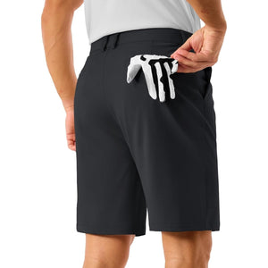 TACVASEN Black Men's Golf Quick Dry Casual Flat Front Shorts with 4 Pockets