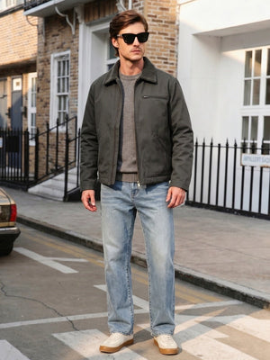TACVASEN Dark Grey Men's Heavy Duty Canvas Work Jacket | Rugged Industrial Coat