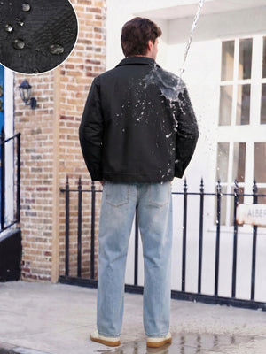 TACVASEN Black Men's Heavy Duty Canvas Work Jacket | Rugged Industrial Coat