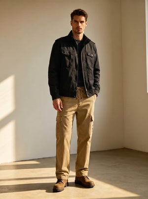 TACVASEN Khaki Men's Heavy Duty Multi - Pocket Straight Fit Cargo Pants