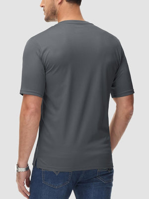 TACVASEN Dark Grey Men's Henley Shirt Short Sleeve T-shirts