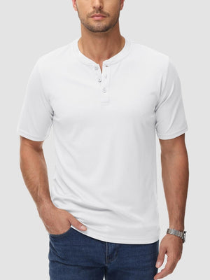 TACVASEN White Men's Henley Shirt Short Sleeve T-shirts