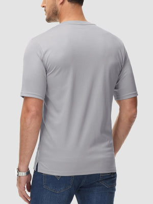 TACVASEN Light Grey Men's Henley Shirt Short Sleeve T-shirts