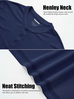 TACVASEN Navy Men's Henley Shirt Short Sleeve T-shirts