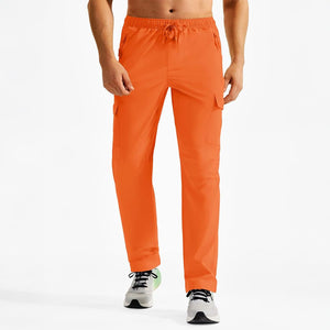 TACVASEN Orange Men's Hiking Cargo Pants Quick Dry Water Resistant Pants