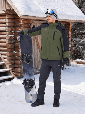 TACVASEN Army Green Mens Hiking Insulated Fleece Lined Winter Snow Jacket