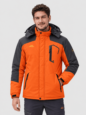 TACVASEN Orange Mens Hiking Insulated Fleece Lined Winter Snow Jacket