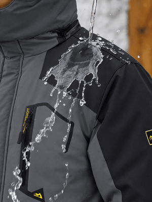 TACVASEN Black Grey Mens Hiking Insulated Fleece Lined Winter Snow Jacket