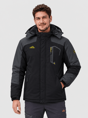 TACVASEN Grey Black Mens Hiking Insulated Fleece Lined Winter Snow Jacket