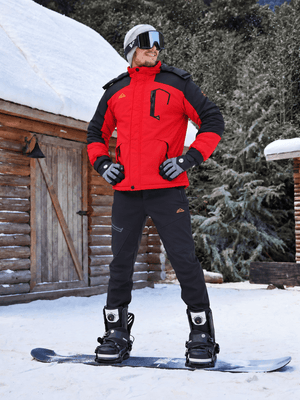 TACVASEN Red Mens Hiking Insulated Fleece Lined Winter Snow Jacket
