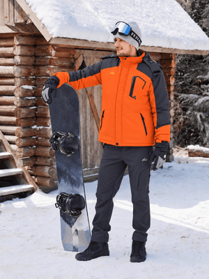 TACVASEN Orange Mens Hiking Insulated Fleece Lined Winter Snow Jacket