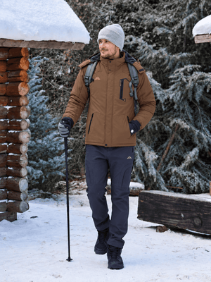 TACVASEN Coffee Mens Hiking Insulated Fleece Lined Winter Snow Jacket