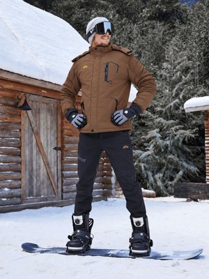TACVASEN Coffee Mens Hiking Insulated Fleece Lined Winter Snow Jacket