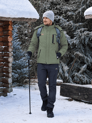 TACVASEN Grey Green Mens Hiking Insulated Fleece Lined Winter Snow Jacket