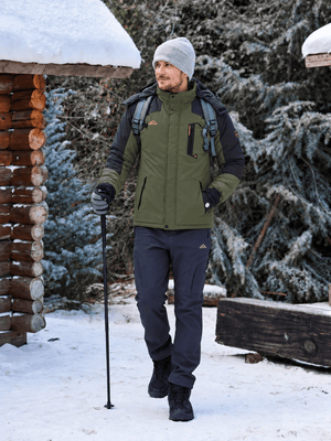 TACVASEN Army Green Mens Hiking Insulated Fleece Lined Winter Snow Jacket