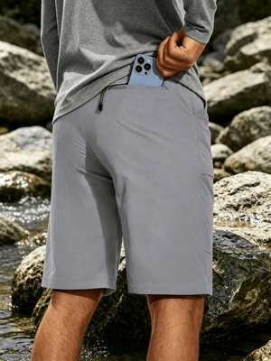 TACVASEN Light Grey Men's Hiking Shorts Quick Dry Cargo Shorts