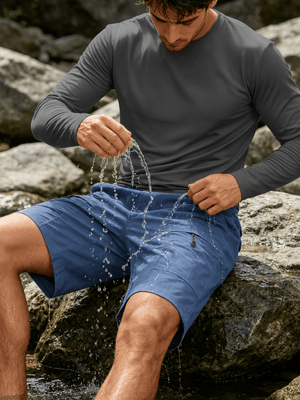 TACVASEN Blue Grey Men's Hiking Shorts Quick Dry Cargo Shorts