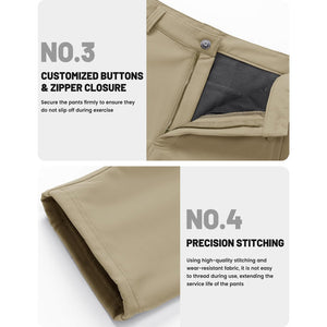 TACVASEN Khaki Hiking Water Resistant Combat Fleece Lined Pants