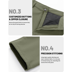 TACVASEN Army Green Hiking Water Resistant Combat Fleece Lined Pants
