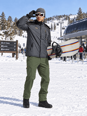 TACVASEN Army Green Mens Hiking Water Resistant Reinforced Knees Winter Pants