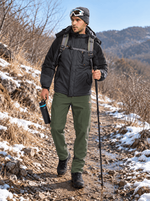 TACVASEN Army Green Mens Hiking Water Resistant Reinforced Knees Winter Pants