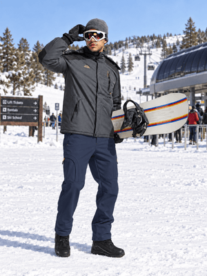 TACVASEN Navy Mens Hiking Water Resistant Reinforced Knees Winter Pants