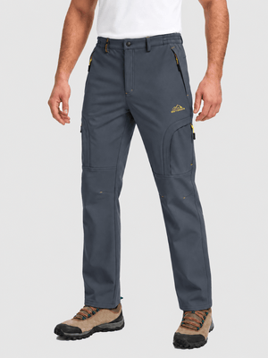 TACVASEN Dark Grey Mens Hiking Water Resistant Reinforced Knees Winter Pants