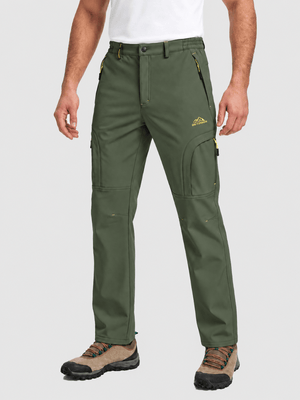 TACVASEN Army Green Mens Hiking Water Resistant Reinforced Knees Winter Pants
