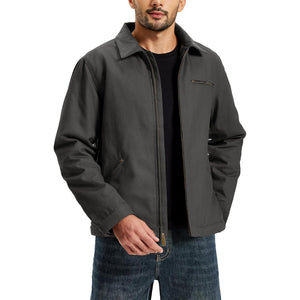 TACVASEN Dark Grey Men's Insulated Duck Canvas Heavy Duty Work Jacket