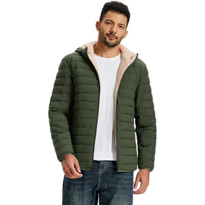 TACVASEN Army Green Men's Insulated Puffer Jacket Hooded Warm Winter Coat