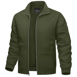 TACVASEN Army Green Men's Lightweight Casual Bomber Jacket