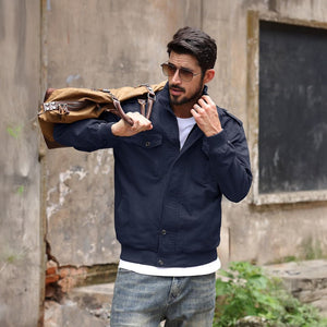 TACVASEN Navy Men's Lightweight Casual Cotton Cargo Jacket