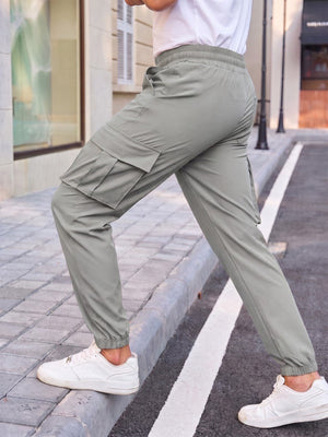 TACVASEN Light Grey Men's Lightweight Casual Waterproof Cargo Sweatpants