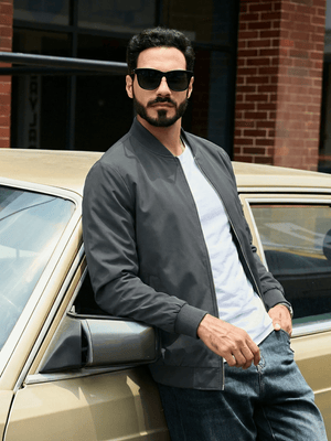 TACVASEN Dark Grey Men's Lightweight Multi Pocket Jacket - Bomber Windbreaker for Work