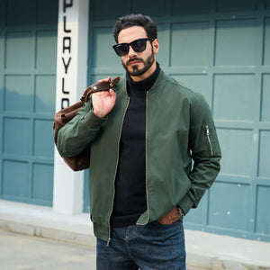 TACVASEN Army Green Men's Lightweight Multi Pocket Jacket - Bomber Windbreaker for Work