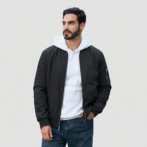 TACVASEN Black Men's Lightweight Multi Pocket Jacket - Bomber Windbreaker for Work