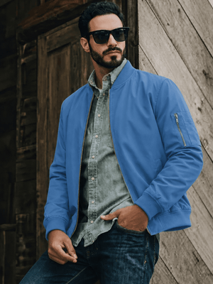 TACVASEN Royal Blue Men's Lightweight Multi Pocket Jacket - Bomber Windbreaker for Work