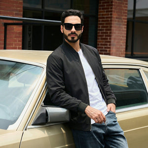 TACVASEN Black Men's Lightweight Multi Pocket Jacket - Bomber Windbreaker for Work