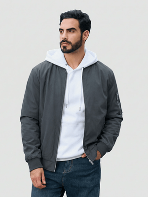 TACVASEN Dark Grey Men's Lightweight Multi Pocket Jacket - Bomber Windbreaker for Work